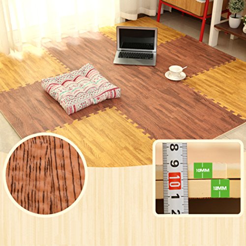 LUVODI 24PCS Alfombra de Espuma EVA Alfombrilla de Puzzle de Grano de Madera Esterilla Antideslizante para Niños Suelo Gimnasio 60x60CM Color Marrón