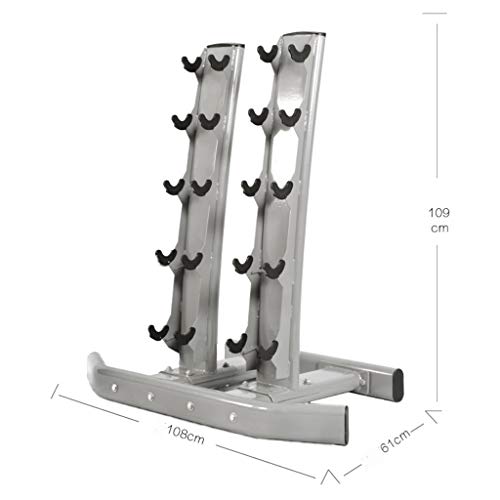 Mancuerna Rack Estante Fijo mancuerna Gimnasio de los Hombres dedicados casero de la Aptitud de Bastidor Goma Profesional Comercial Revestido mancuerna Rack (Color : Silver, Size : 108 * 61 * 109cm)