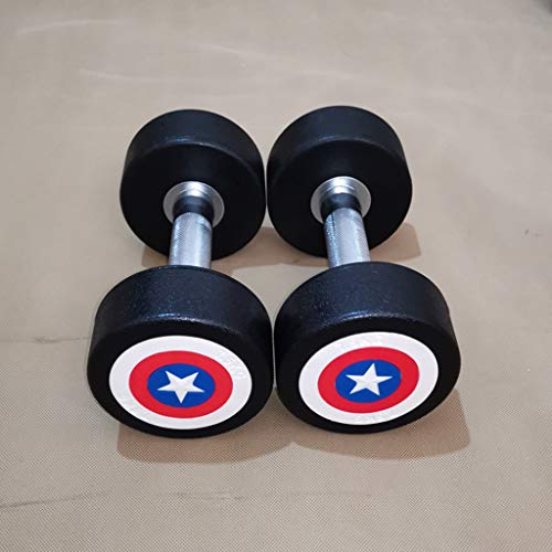 Mancuernas Ejercicio Fitness De cabeza redonda de goma con mancuernas mancuernas comercial con mango de acero hogar gimnasio de fitness con mancuernas, un par, opciones múltiples de peso, Negro Mancue