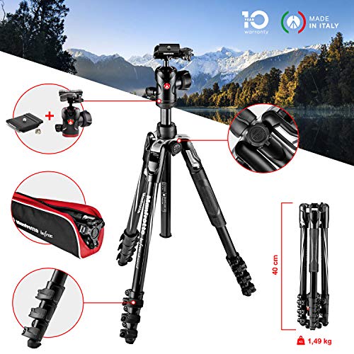 Manfrotto Mkbfrla4Bk-Bh - Trípode (8 Kg, 3 Pata(S), 151 Cm, Negro, Plata, 40 Cm, 360°)