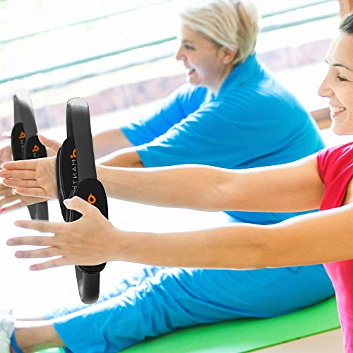 MANTRA SPORTS Anillo de Pilates - Círculo Mágico para Fitnes – Anillo de Resistencia - Tonifica y Moldea los Muslos Internos y Externos – Mejora la Fuerza Flexibilidad y Postura – Poster y Bolsa