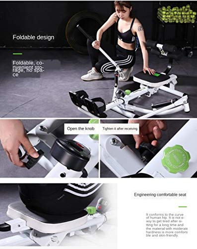 Máquina De Remo Doméstica Dispositivo De Remo De Ejercicio Hidráulico Multifuncional Dispositivo De Remo Plegable Adelgazamiento Abdomen Fitness Resistencia Ajustable, Plegable (White)