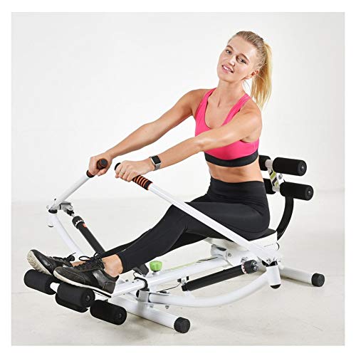 Máquina De Remo Doméstica Dispositivo De Remo De Ejercicio Hidráulico Multifuncional Dispositivo De Remo Plegable Adelgazamiento Abdomen Fitness Resistencia Ajustable, Plegable (White)