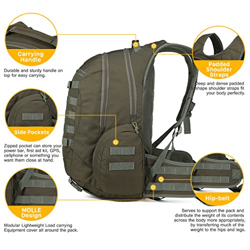 Mardingtop 28/35L Mochila Táctica Militar Mochila de Asalto Molle Mochilas de Senderismo Unisex para Excursionismo, Montañismo, Camping, Trekking