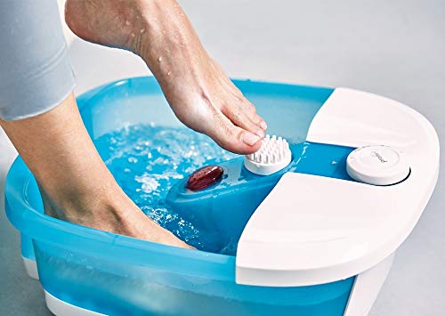 Masajeador para pies Promed FB-100, baño de pies con masaje de Burbujas y por vibración, Campo de luz Roja, Función de Mantenimiento del calor, Incl. 3 Apliques de pedicura, Spa para los pies