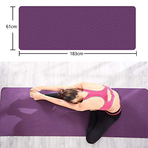 MAXYOGA® Esterilla para Yoga/Pilates/Gimnasia de Material ecológico TPE. Yoga Colchoneta Esterilla Antideslizante y Ligero con Grosor de 6mm, tamaño 183cm x 61cm. -Lila