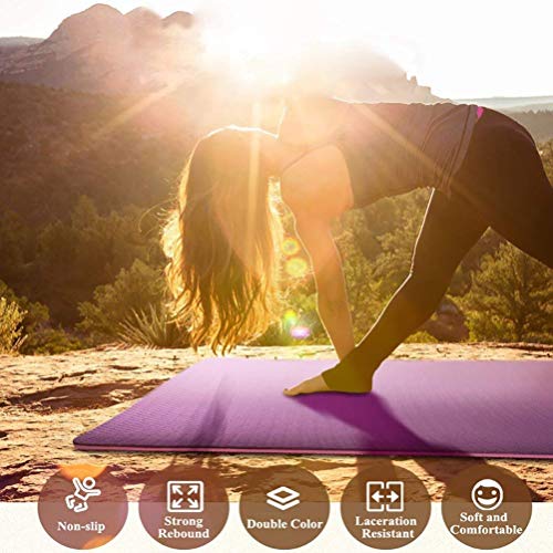 MAXYOGA® Esterilla para Yoga/Pilates/Gimnasia de Material ecológico TPE. Yoga Colchoneta Esterilla Antideslizante y Ligero con Grosor de 6mm, tamaño 183cm x 61cm. -Lila