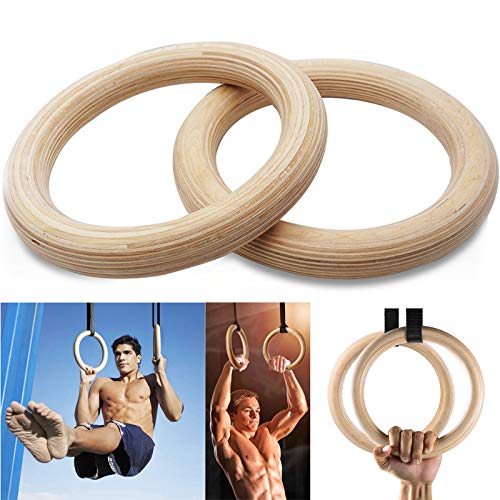 Mayyou Anillos de Gimnasia de Madera,Sin Correas