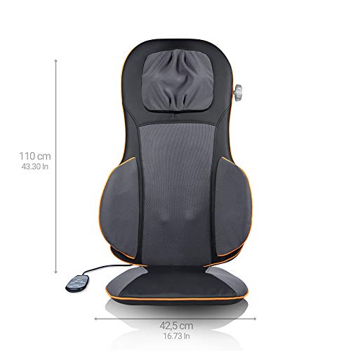 Medisana 88939 MC 825 - Cojín de asiento de masaje con acupresión, masaje de cuello, función calor, 3 intensidades, función luz roja, con mando a distancia para espalda y cuello