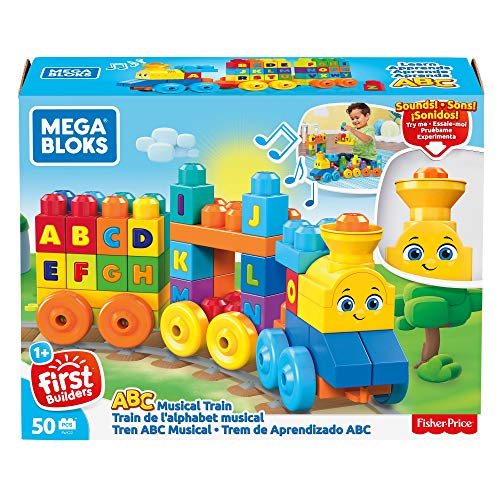 Mega Bloks Tren musical ABC, juguete de construcción para bebé + 1 año (Mattel FWK22)