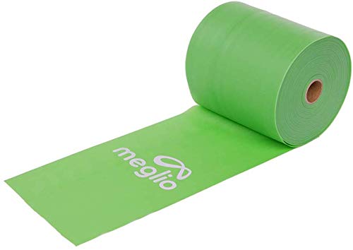 MEGLIO Banda de Resistencia sin Látex–Rollo de 46 Metros. Variedad en Resistencia - Cinco Niveles Desde Extra Suave hasta Extra Fuerte. para Fisioterapia y rehabilitación, Deportistas, Yoga y Pilates