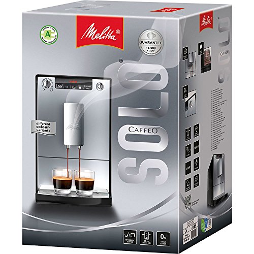 Melitta Caffeo Solo E950-101, Cafetera Automática con Molinillo, 15 Bares, Café en Grano para Espresso, Limpieza Automática, Personalizable, Negro