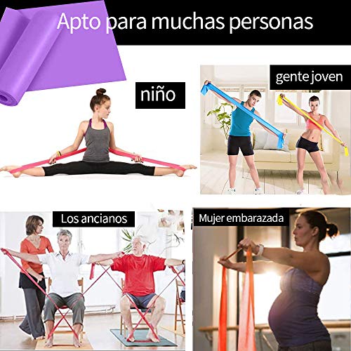 MENGZF12 Banda Elástica Fitness,Largo Yoga Cintas Elásticas Látex Natural para Fitness, Estiramiento, flexibilidad, pilate, Ballet, Gimnasia y rehabilitación, Multifuncional Bandas de Resistencia