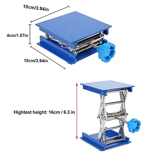 Mesas elevadoras, Azul Plataforma elevadora de laboratorio de aluminio galvanizado Estante de soporte Tijera Gato Levantador 100 x 100 mm Estante de elevación de laboratorio