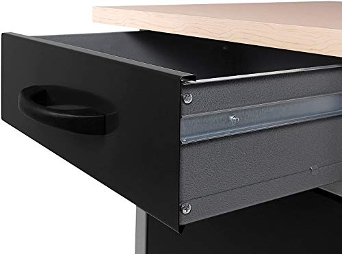 METALLMOBELL MB011. BANCO DE TRABAJO CON 15 CAJONES METÁLICOS DE 160X60X84CM, PATAS REGULABLES EN ALTURA Y TABLERO SUPERIOR DE 3CM (GRIS/NEGRO)