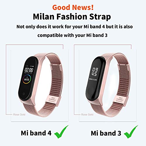 Mi Band 3 Correa de Metal BDIG Pulsera para Xiaomi Mi Band 3 Correa de Acero Inoxidable Agradable (No Host) (Melan Rosa)