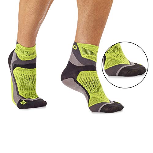 MICO CALCETINES DE CARRERAS PROFESIONAL 100% Made in Italy, Ultraligero, Extralight Weight, en Tejido de Poliamida, Unisex para Hombres y Mujeres Deportes, en Color Antracita - Amarillo Fluo