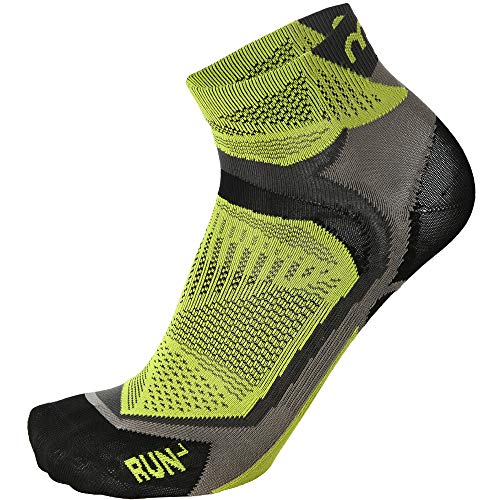 MICO CALCETINES DE CARRERAS PROFESIONAL 100% Made in Italy, Ultraligero, Extralight Weight, en Tejido de Poliamida, Unisex para Hombres y Mujeres Deportes, en Color Antracita - Amarillo Fluo