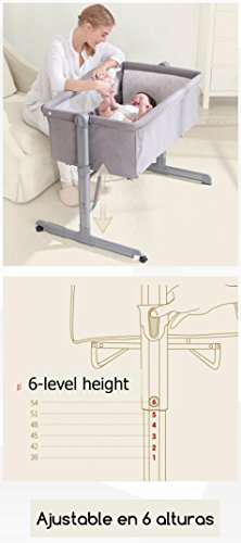 Minicuna Colecho Ibaby 2020 - Regulable Multialturas. Reclinable - Colchón incluido. Color Gris