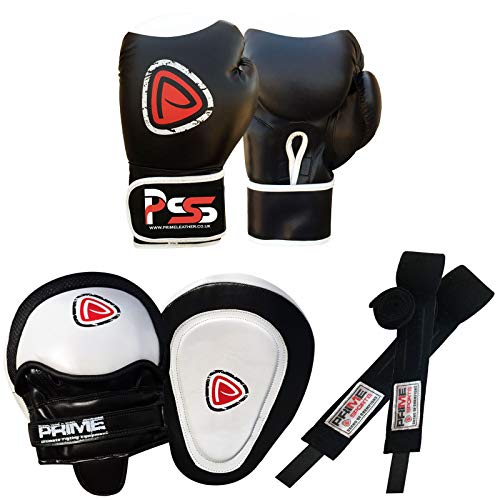 MMA Set Guantes De Boxeo, Sacos De Pegada, Vendas Para Manos, Set De Entrenamiento S1 - Focus Pad-1104, Guantes de Boxeo 14 - Oz