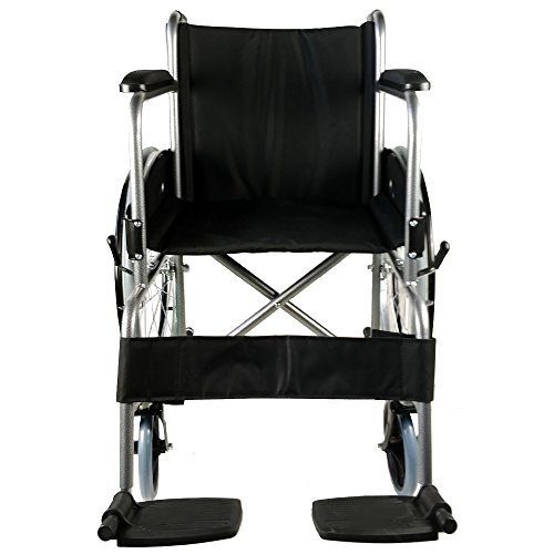 Mobiclinic, modelo Alcazaba, Silla de ruedas para minusválidos, premium, manual, plegable, ortopédica, freno en manetas, reposapiés, reposabrazos, color Negro, asiento, ultraligera