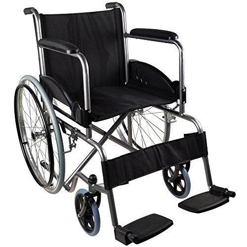 Mobiclinic, modelo Alcazaba, Silla de ruedas para minusválidos, premium, manual, plegable, ortopédica, freno en manetas, reposapiés, reposabrazos, color Negro, asiento, ultraligera