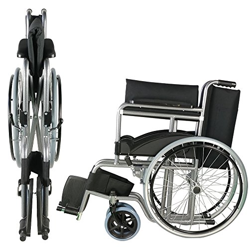 Mobiclinic, modelo Alcazaba, Silla de ruedas para minusválidos, premium, manual, plegable, ortopédica, freno en manetas, reposapiés, reposabrazos, color Negro, asiento, ultraligera