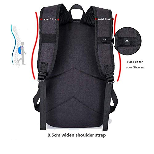 Mochila antirrobo Impermeable, WAWJ Mochila para portátil Multiusos Daypacks con Puerto de Carga USB (Negro)