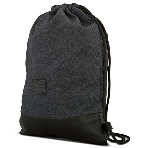 Mochila de Cuerda Antracita/Negro - JOHNNY URBAN Bolsa de Cuerdas para Hombre Mujer Niños y Adolescentes - Mochilas Cordón de Gimnasio - Bolsa Deporte de Algodón y Cuero Vegano