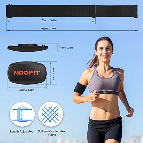 moofit Sensor de Frecuencia Cardíaca Cinta Pulsometro Bluetooth & Ant+ Pulsometro Banda Pectoral Pecho para Zwift, Wahoo, Endomondo, Openrider, Elite hrv App, iCardio