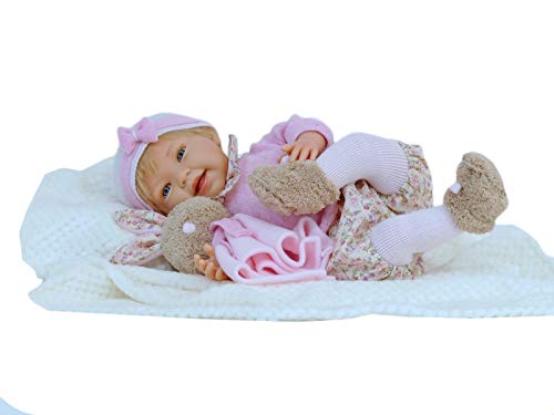 Muñeca Tita Reborn con accesorios, preciosa muñeca con un peso aproximado de 1,5kg y con cuerpo articulado. Incluye pañal, chupete con cadena, manta y biberón