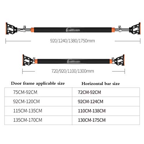 Musculación Pull-ups Puerta Barras horizontales doméstico de Interior Pull-ups Wall Equipo de la Aptitud Barras Libres-Punch Deportes Barras de Levantamiento (Color : Black, Size : 130-175cm)