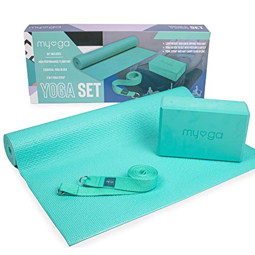 Myga Yoga Starter Kit, Unisex Adulto, Turquesa, 150705 cm