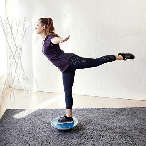 Navaris Plataforma de Equilibrio con Asas - Tabla para Ejercicios de coordinación - Disco para Entrenamiento de Fitness de Ø 40CM en Azul