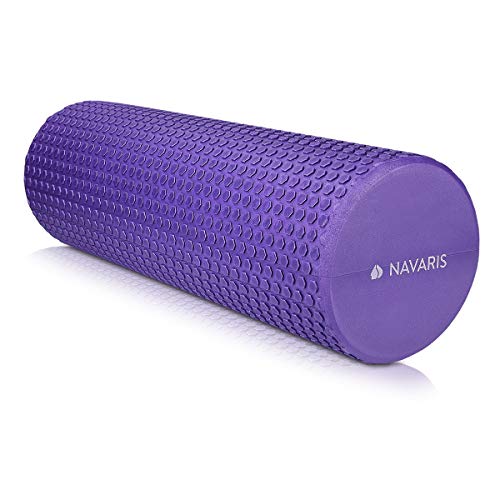 Navaris Rodillo para Pilates de 45CM - Rodillo de Espuma para Masaje Fitness y Yoga - Foam Roller para fortalecimiento Muscular en Morado