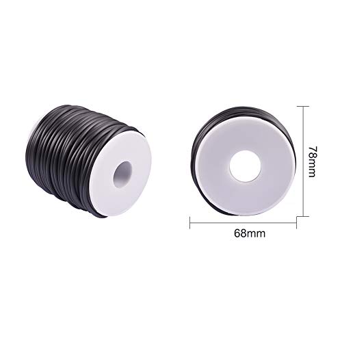 NBEADS 1 Rollo 30 m Rollo sólido Cuerda de Goma plástica para Manualidades, 2 mm, Bobina de plástico: 78 mm de Alto, 68 mm de Ancho, Caucho, Negro, 3.0 mm