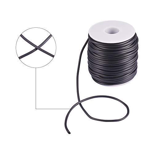 NBEADS 1 Rollo 30 m Rollo sólido Cuerda de Goma plástica para Manualidades, 2 mm, Bobina de plástico: 78 mm de Alto, 68 mm de Ancho, Caucho, Negro, 3.0 mm