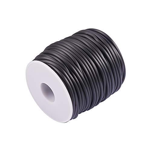 NBEADS 1 Rollo 30 m Rollo sólido Cuerda de Goma plástica para Manualidades, 2 mm, Bobina de plástico: 78 mm de Alto, 68 mm de Ancho, Caucho, Negro, 3.0 mm