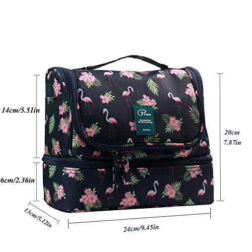 Neceser para Colgar para Mujer Bolsas de Aseo Grande de Viaje Impermeable Organizador Accesorios de Baño con Asas para Negocios Viajes Vacaciones - Flamingo