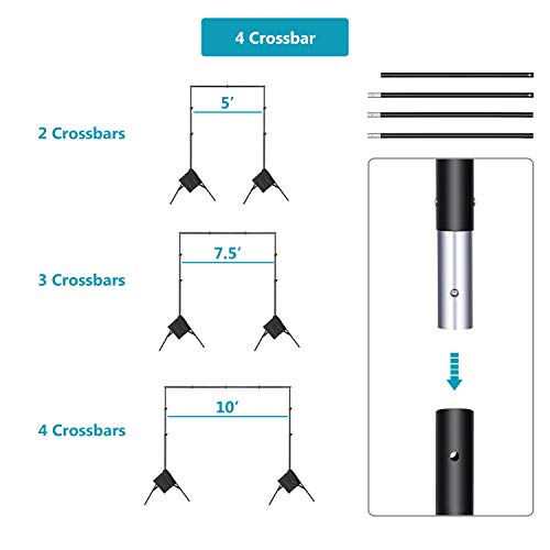 Neewer Foto Estudio Ajustable Barra Transversal Ancho 3 Metros Sistema Soporte de Fondo Soporte Fondo Alto 2 Metros con 3 Abrazaderas Fondo, 2 Bolsas Arena y Bolsa Transporte