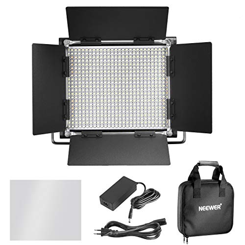 Neewer Regulable Bi-color LED con soporte en U y Barndoor Luz de video para YouTube, Fotografía de producto, Disparo de video, Marco de metal durable, 660 LEDs, 3200-5600K, CRI 96+