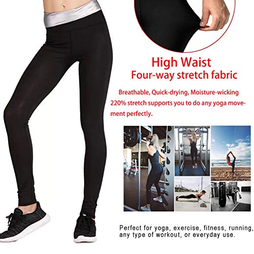 NHEIMA Pantalones de Sauna Adelgazantes Mujer NANOTECNOLOGÍA, Leggins Reductores Adelgazantes, Leggins Anticeluliticos Cintura Alta, Mallas Fitness Push Up para Deporte Running Yoga Gym (L, Black03)