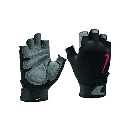 NIKE Ultimate Guantes de Fitness para Hombre, Todas Las Estaciones Verano otoño, Hombre, Color Black/lt Crimson/lt c, tamaño Small