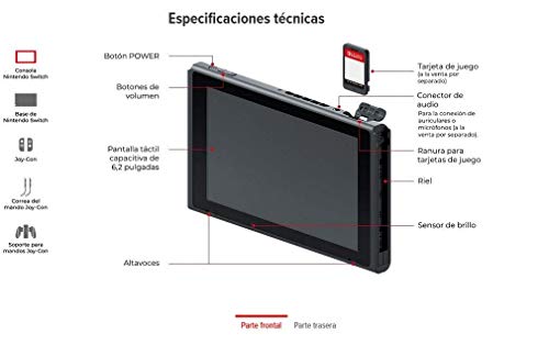 Nintendo Switch - Consola Estándar, Color Azul Neón/Rojo Neón (Modelo 2019)