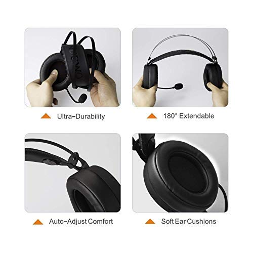 NUBWO - Auriculares para Videojuegos PS4, N7 Stereo Xbox One, con Cable para PC, con micrófono de cancelación de Ruido, para PC, Mac, Playstation 4, Xbox One, Android y iPhone Negro