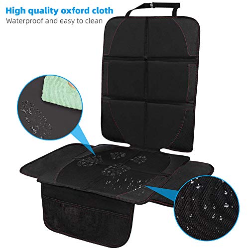 NWOUIIAY Protectores de Asiento para Coche Impermeable Antideslizante con Organizador Bolsillos para los Asientos de Coche de Bebé Fácil de Limpiar y Arreglar Negro