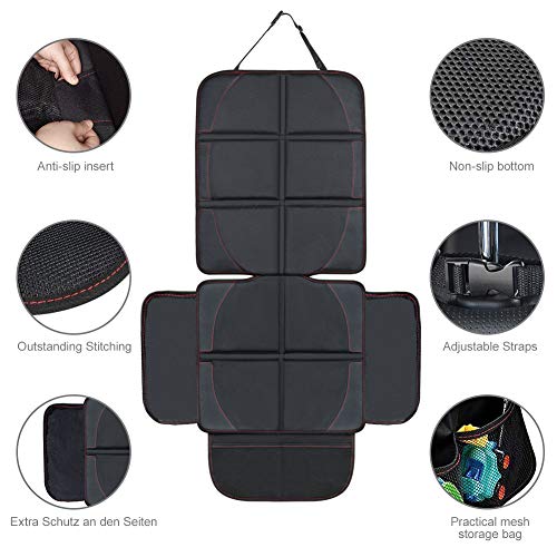 NWOUIIAY Protectores de Asiento para Coche Impermeable Antideslizante con Organizador Bolsillos para los Asientos de Coche de Bebé Fácil de Limpiar y Arreglar Negro