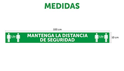 Oedim Rollo de 25 uds. De vinilos Adhesivos para Suelo | Adhesivo para Exteriores | 100x10cm con el Texto: Mantenga LA Distancia DE Seguridad