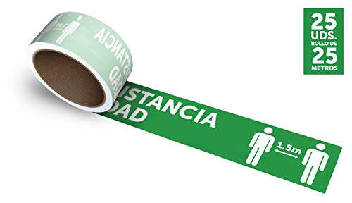 Oedim Rollo de 25 uds. De vinilos Adhesivos para Suelo | Adhesivo para Exteriores | 100x10cm con el Texto: Mantenga LA Distancia DE Seguridad