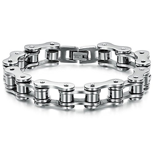 OFKPO Pulsera para Hombre, Joyería de Acero Inoxidable Pulsera de Cadena de la Bici Para los Hombres Pulsera Largo